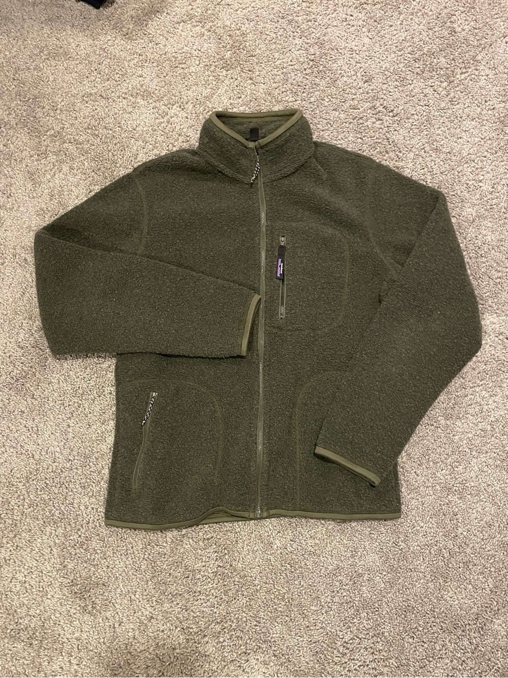 Men's Olive Green Full-Zip Fleece Jacket